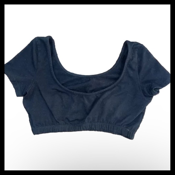 Urban Outfitters Project Social T Cropped Bubble Cotton Top Black Women Sz XS - Picture 2 of 10
